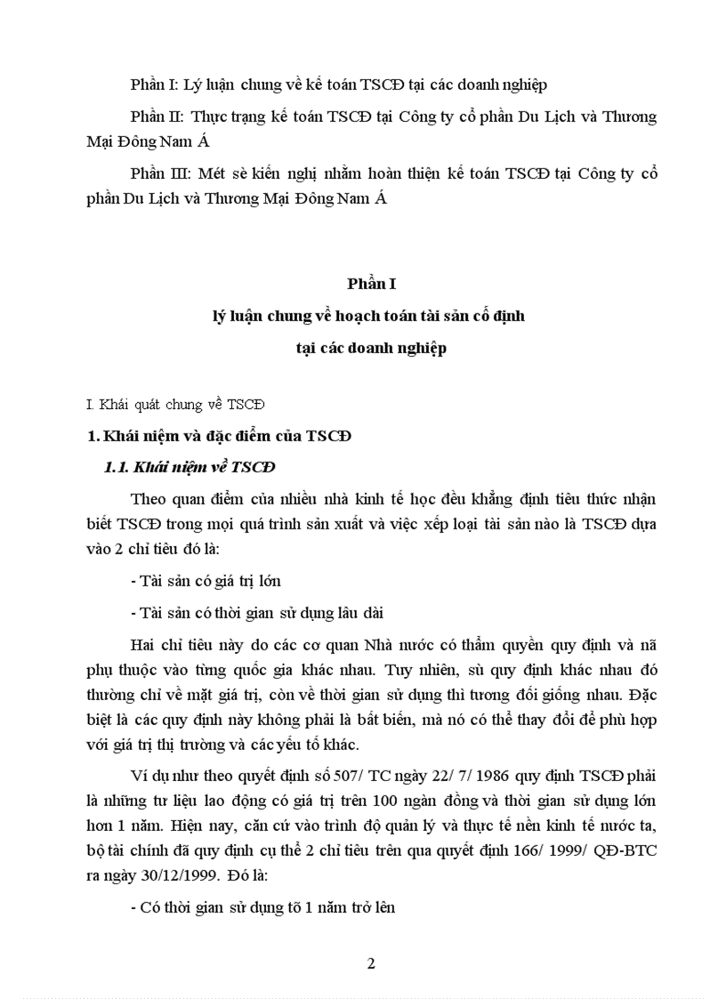 image for page Tổ chức hạch toán tài sản cố định với những vấn đề về quản lý và nâng cao hiệu quả sử dụng tài sản cố định tại Công ty cổ phần Du Lịch và Thương Mại Đông Nam á 1