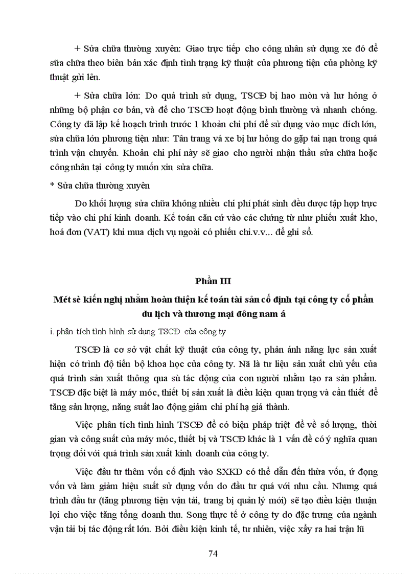 image for page Tổ chức hạch toán tài sản cố định với những vấn đề về quản lý và nâng cao hiệu quả sử dụng tài sản cố định tại Công ty cổ phần Du Lịch và Thương Mại Đông Nam á 1