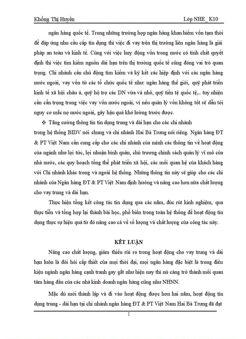 image for page Giải pháp nâng cao chất lượng cho vay trung và dài hạn tại ngân hàng đầu tư và phát triển việt nam chi nhánh hai bà trưng 1
