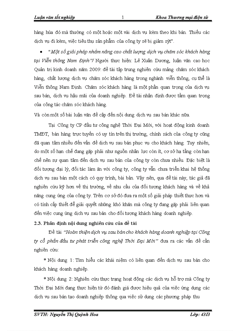 image for page Hoàn thiện dịch vụ sau bán cho khách hàng doanh nghiệp tại Công ty CP đầu tư phát triển công nghệ Thời Đại Mới 1