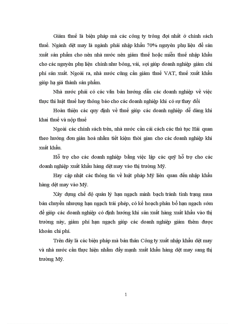 image for page Giải pháp đẩy mạnh xuất khẩu hàng dệt may của Công ty XNK dệt may sang thị trường Mỹ