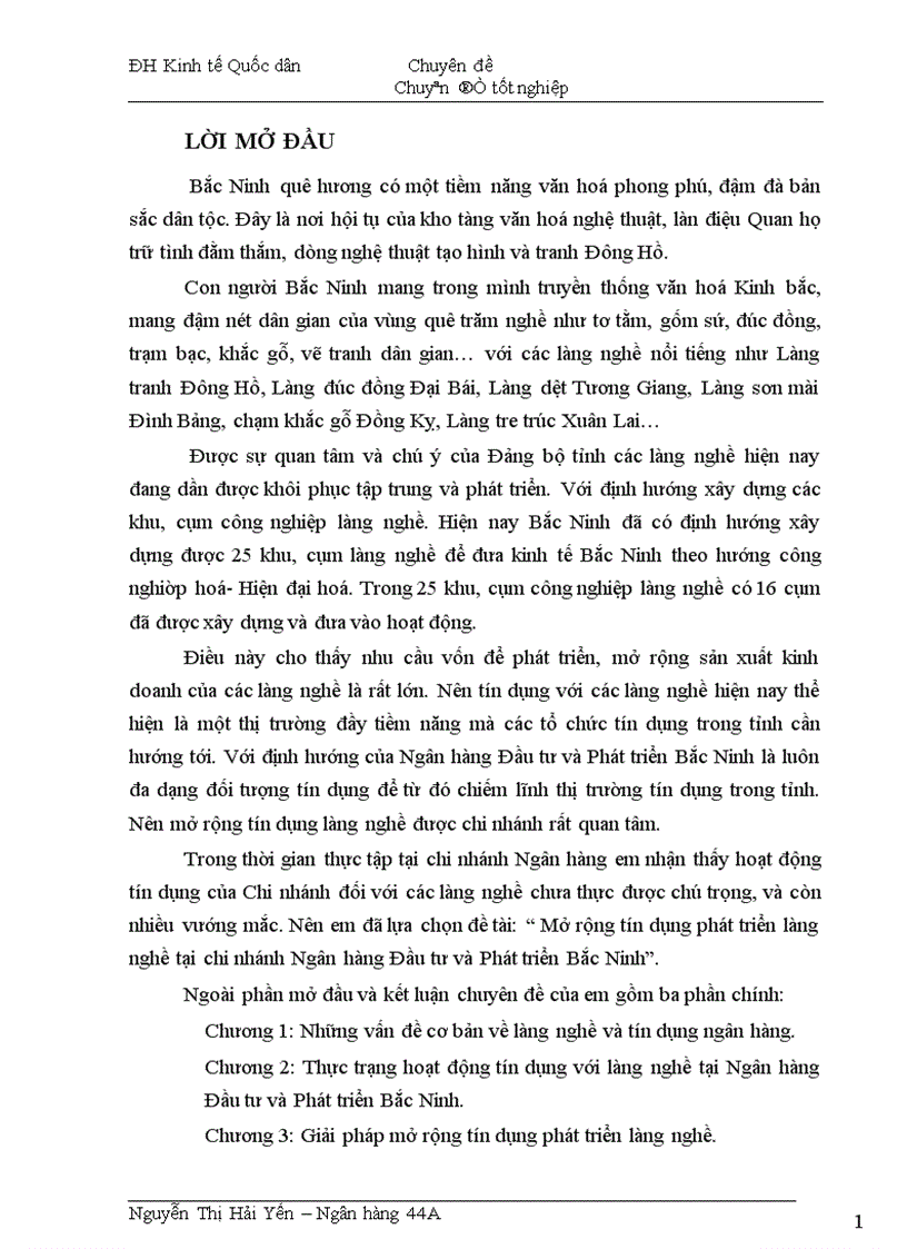 image for page Mở rộng tín dụng phát triển làng nghề tại chi nhánh Ngân hàng Đầu tư và Phát triển Bắc Ninh 1