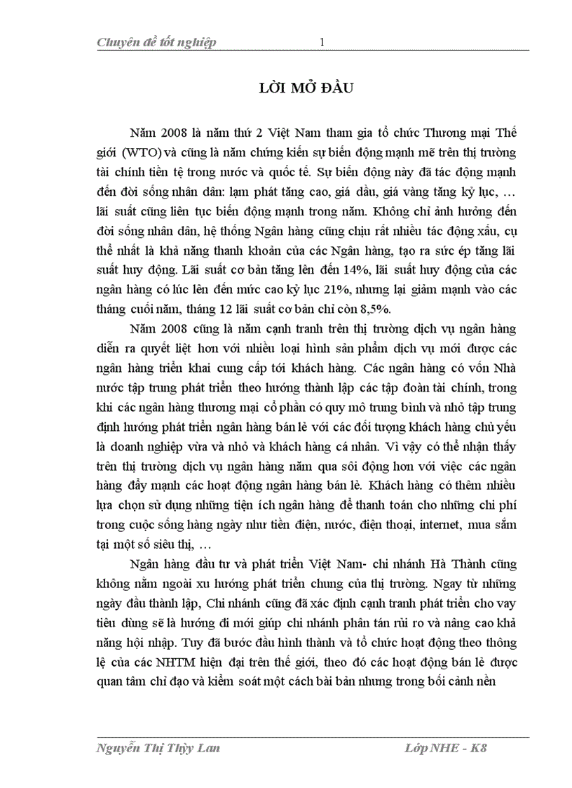 image for page Mở rộng cho vay tiêu dùng tại ngân hàng Đầu tư và Phát triển Việt Nam chi nhánh Hà Thành 1