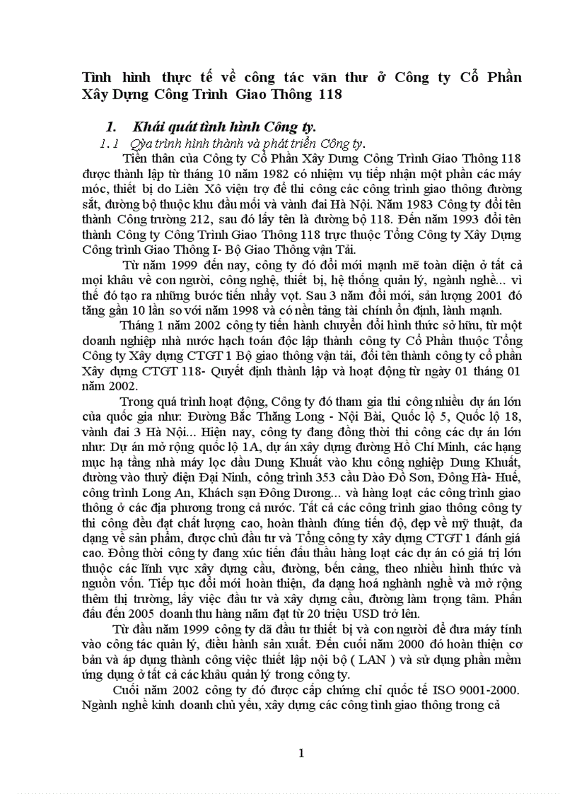 image for page Tình hình thực tế của công ty nói chung và công tác thư ký văn thư lưu trữ nói riêng 1