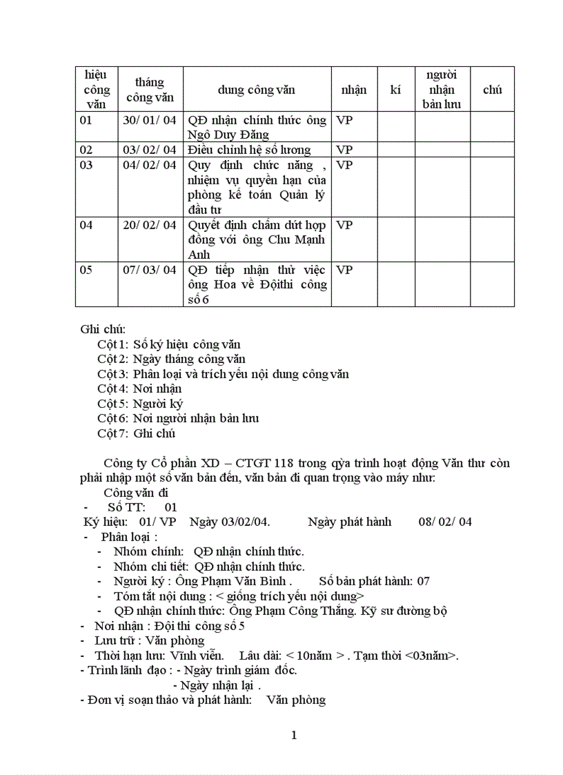 image for page Tình hình thực tế của công ty nói chung và công tác thư ký văn thư lưu trữ nói riêng 1