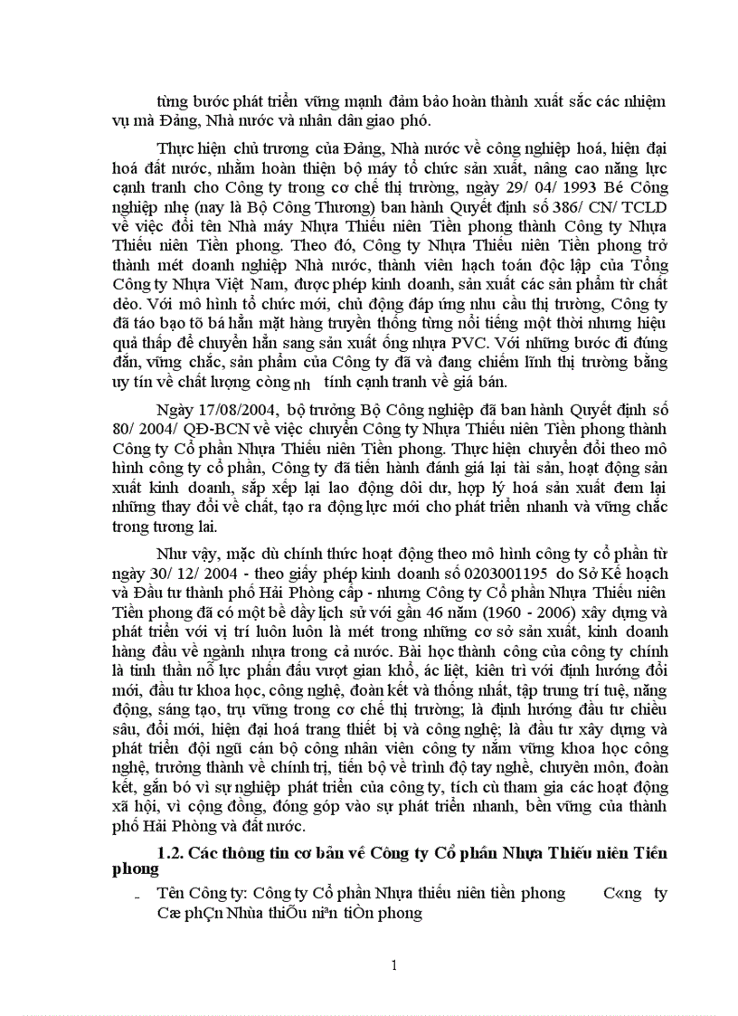 image for page Phân tích tình hình thực hiện kết quả kinh doanh và tài chính của công ty cổ phần nhựa thiếu niên Tiền Phong