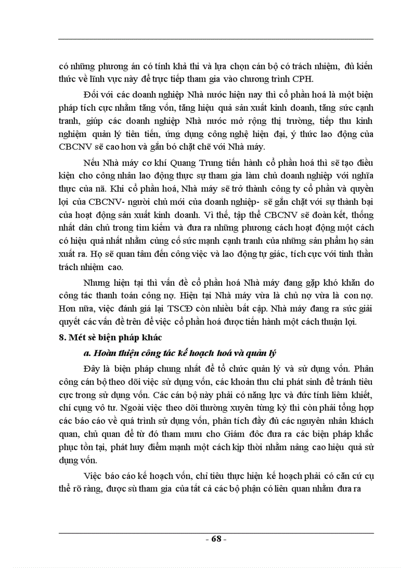 image for page Một số biện pháp nhằm nâng cao hiệu quả quản lý và sử dụng vốn sản xuất kinh doanh ở Nhà máy cơ khí Quang Trung 1