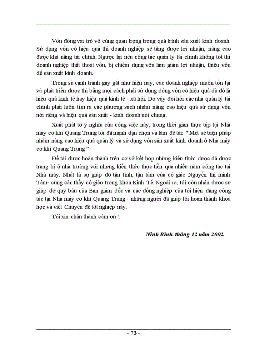 image for page Một số biện pháp nhằm nâng cao hiệu quả quản lý và sử dụng vốn sản xuất kinh doanh ở Nhà máy cơ khí Quang Trung 1