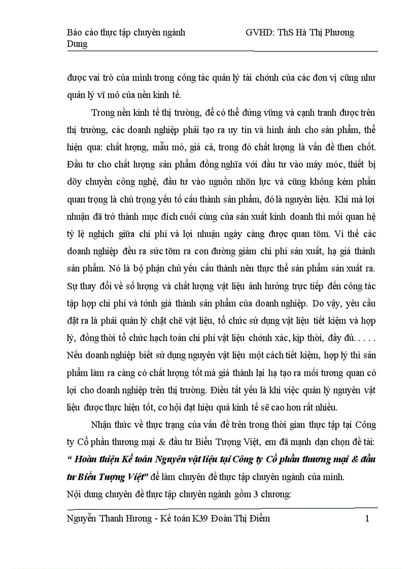 image for page Hoàn thiện kế toán nguyên vật liệu tại Công ty cổ phần thương mại đầu tư Biểu Tượng Việt 1