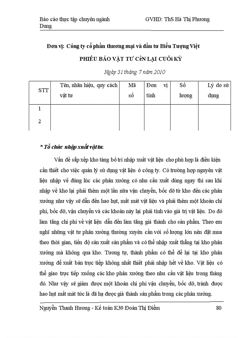 image for page Hoàn thiện kế toán nguyên vật liệu tại Công ty cổ phần thương mại đầu tư Biểu Tượng Việt 1