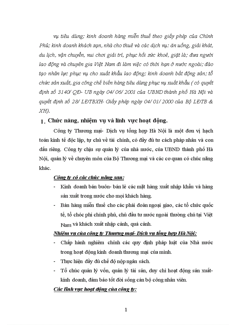 image for page Báo cáo thực tập tại Công ty Thương Mại Dịch vụ Tổng hợp Hà Nội