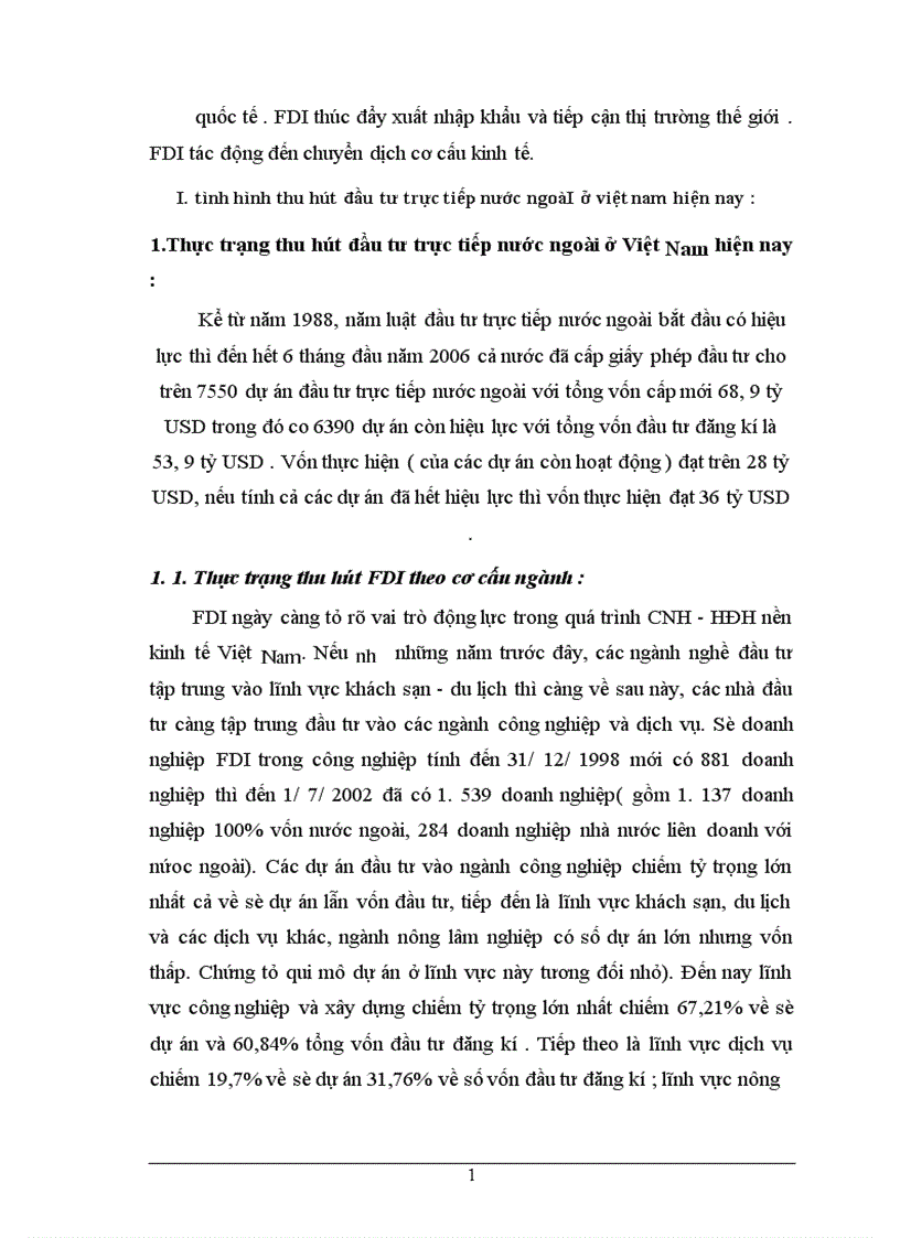 Thực trạng và một số giải pháp thu hút nguồn vốn đầu tư trực tiếp nước ngoài ở Việt Nam hiện nay 1
