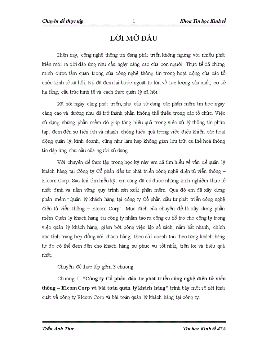 image for page Quản lý khách hàng tại công ty Cổ phần đầu tư phát triển công nghệ điện tử viễn thông Elcom Corp