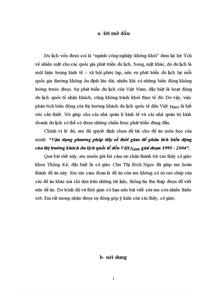 Nghiên cứu những xu hướng biến động của thị trường khách du lịch quốc tế đến Việt Nam giai đoạn 1995 2004