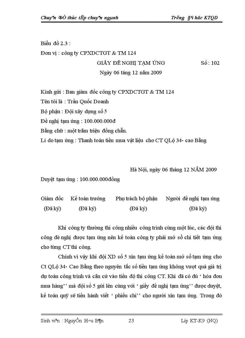 image for page Báo cáo thực tập tổng hợp tại Công ty Cổ phần xây dựng công trình giao thông và thương mại 124