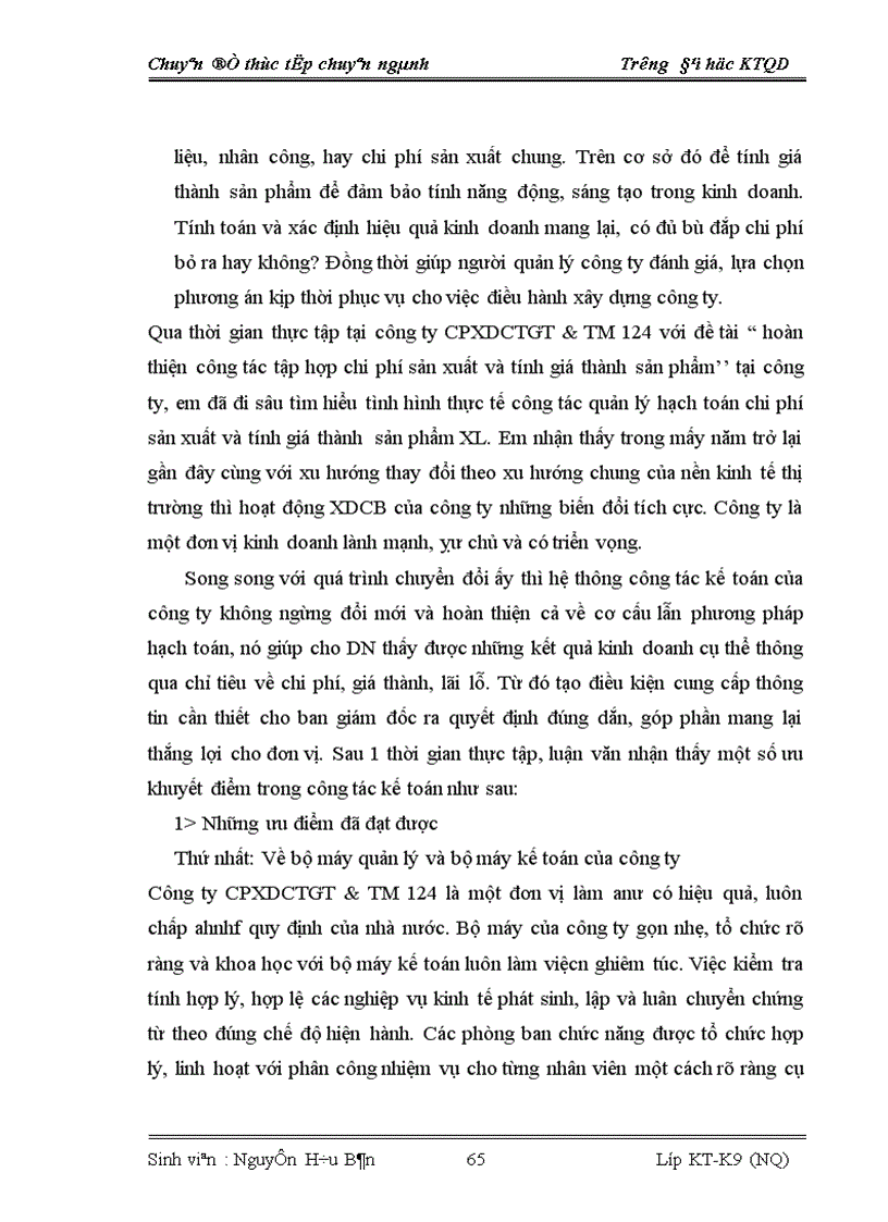 image for page Báo cáo thực tập tổng hợp tại Công ty Cổ phần xây dựng công trình giao thông và thương mại 124
