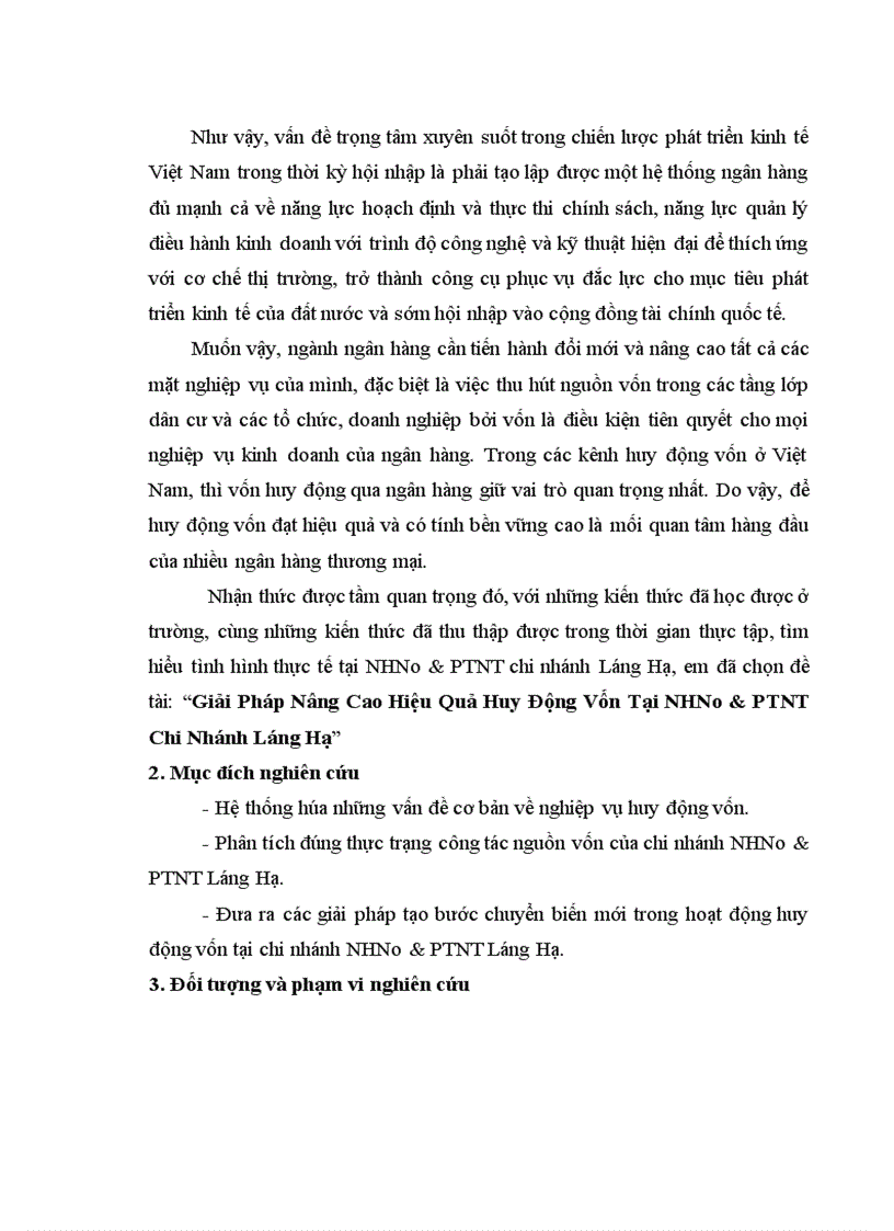 image for page Giải pháp nâng cao hiệu quả huy động vốn tại NHNo PTNT chi nhánh Láng Hạ