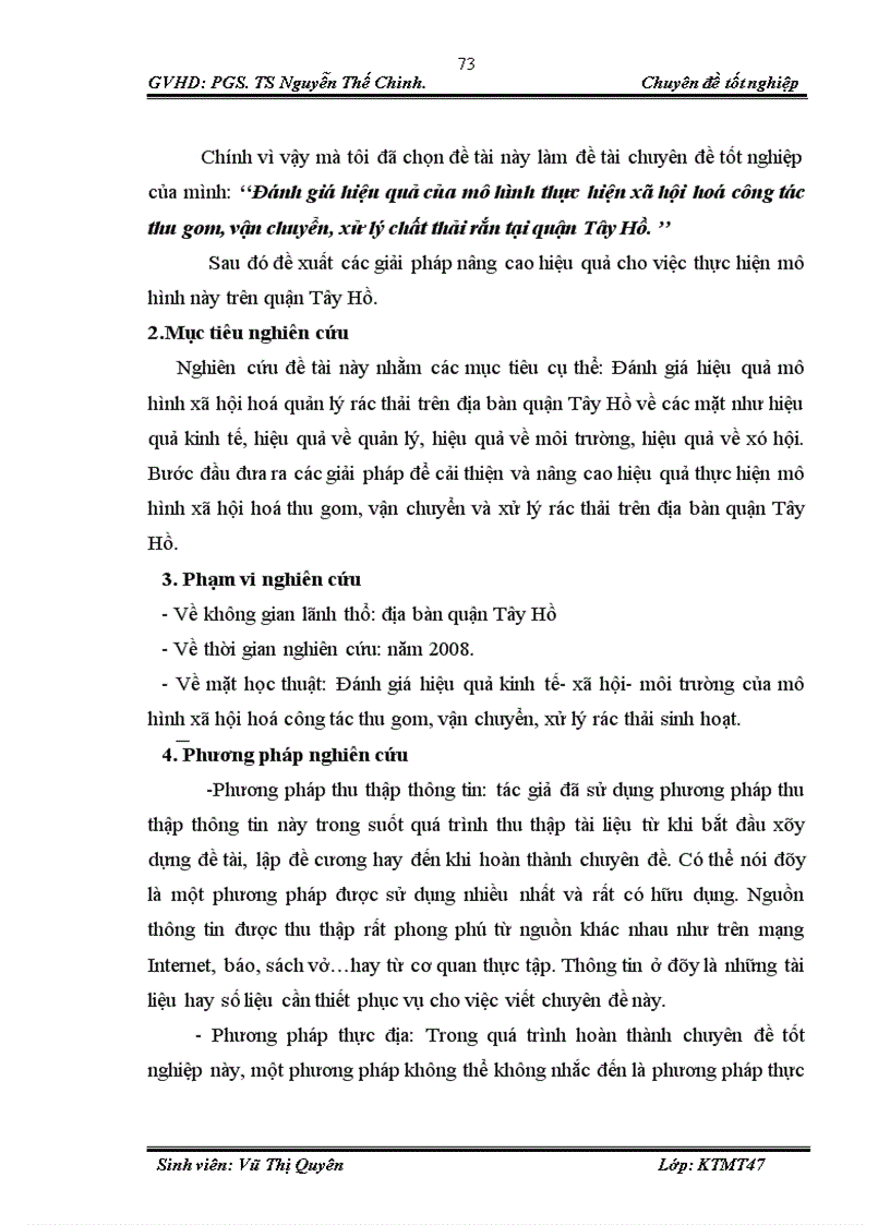 image for page Đánh giá hiệu quả của mô hình thực hiện xã hội hoá công tác thu gom vận chuyển xử lý chất thải rắn tại quận Tây Hồ 1