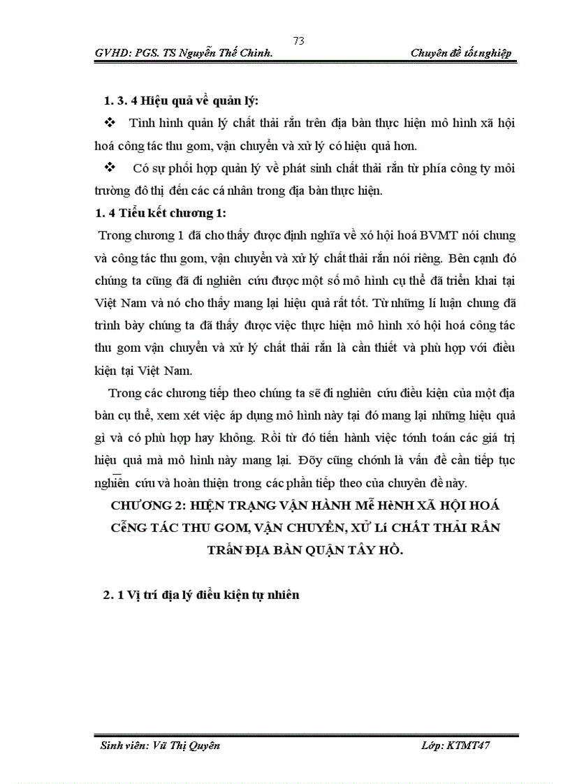 image for page Đánh giá hiệu quả của mô hình thực hiện xã hội hoá công tác thu gom vận chuyển xử lý chất thải rắn tại quận Tây Hồ 1