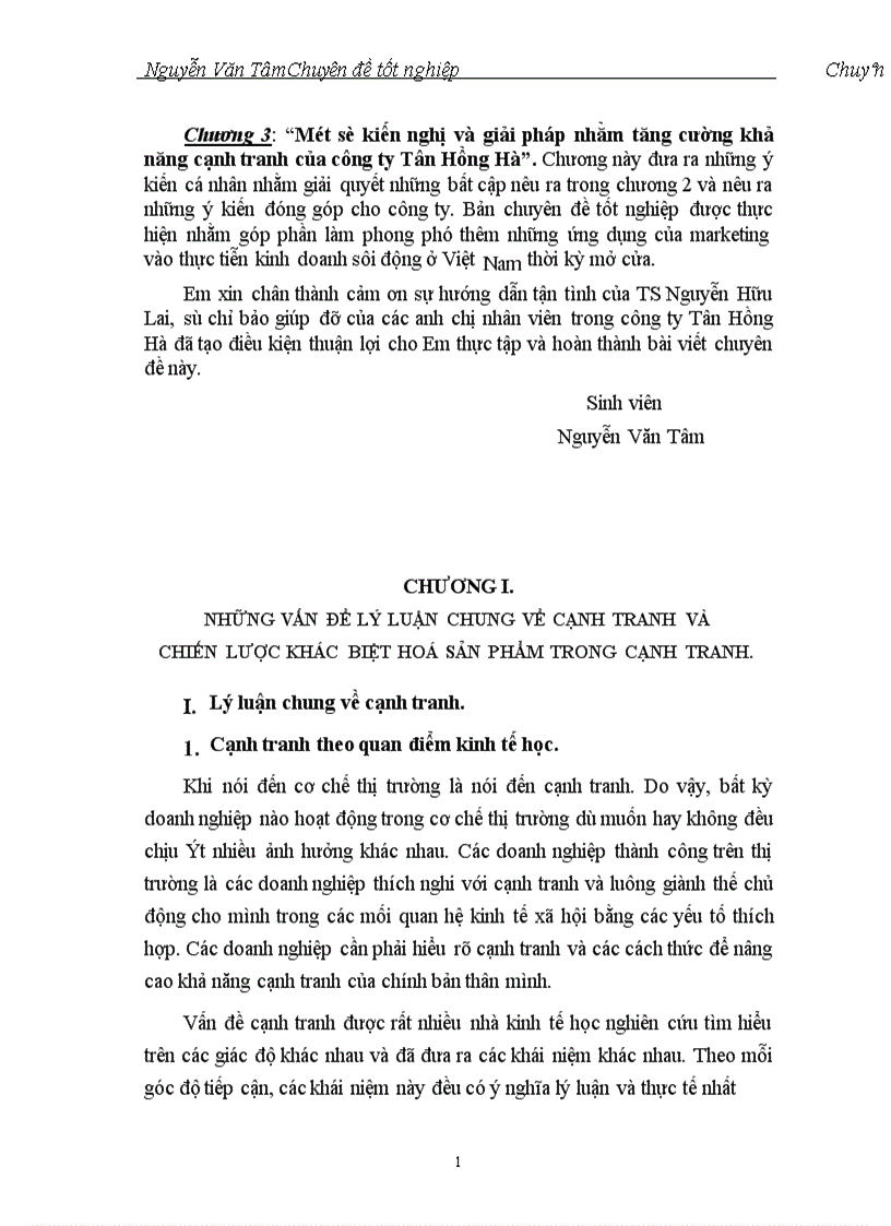 image for page Thị trường và Giải pháp cạnh tranh bằng chiến lược khác biệt hoá sản phẩm của Công ty Tân Hồng Hà 1