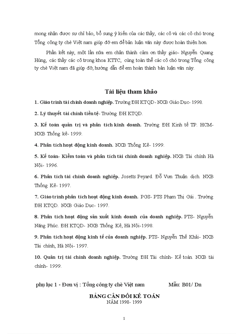 image for page Phân tích tình hình tài chính doanh nghiệp và những giải pháp góp phần nâng cao khả năng tài chính của Tổng công ty chè Việt nam 1