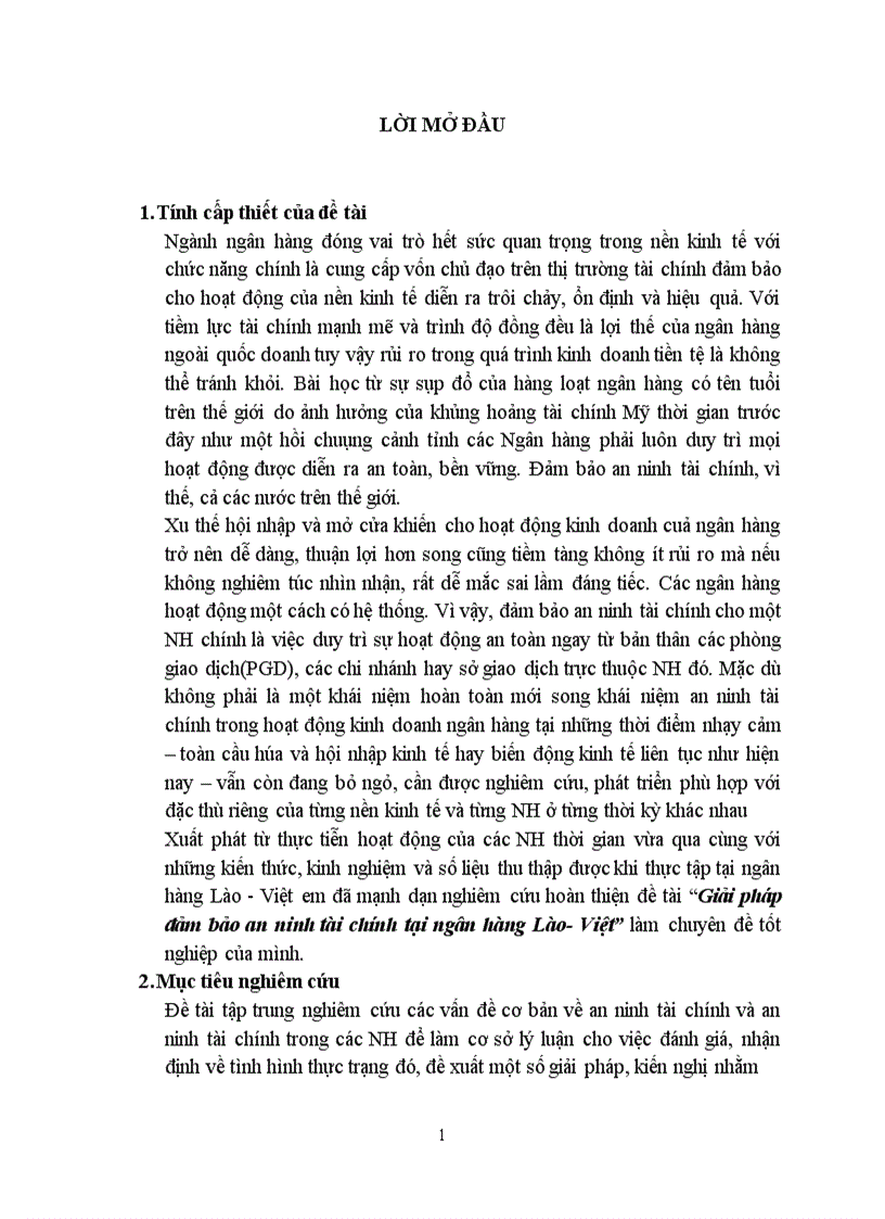 Giải pháp đảm bảo an ninh tài chính tại ngân hàng Lào Việt 1