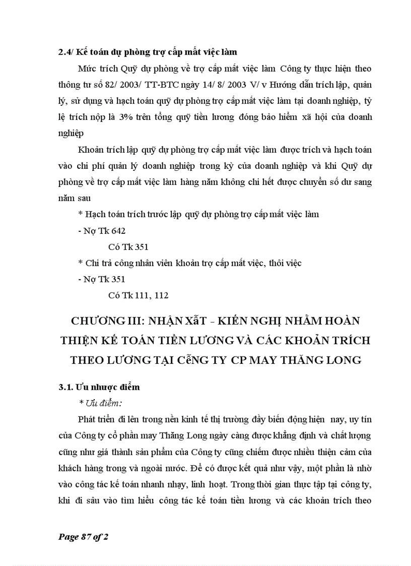 image for page Hoàn thiện kế toán tiền lương và các khoản trích theo lương tại Công ty CP may Thăng Long