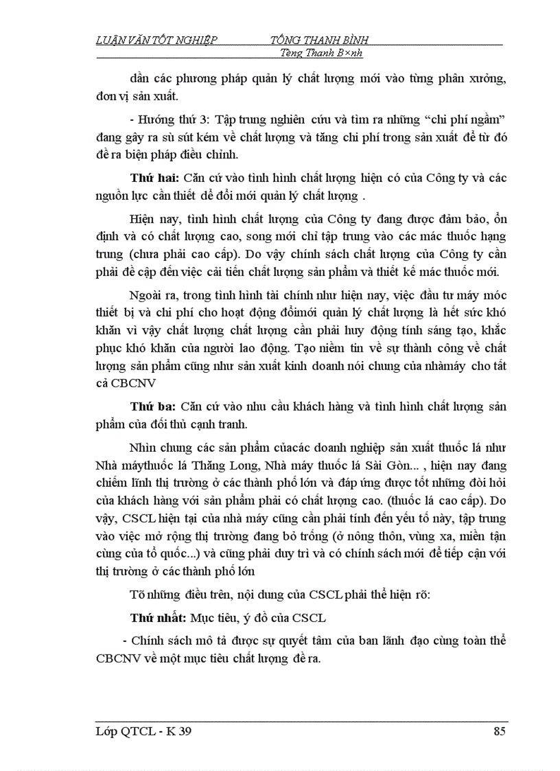 image for page Một số biện pháp nhằm đổi mới và hoàn thiện công tác QLCL ở Nhà máy Thuốc lá Thanh Hoá 1