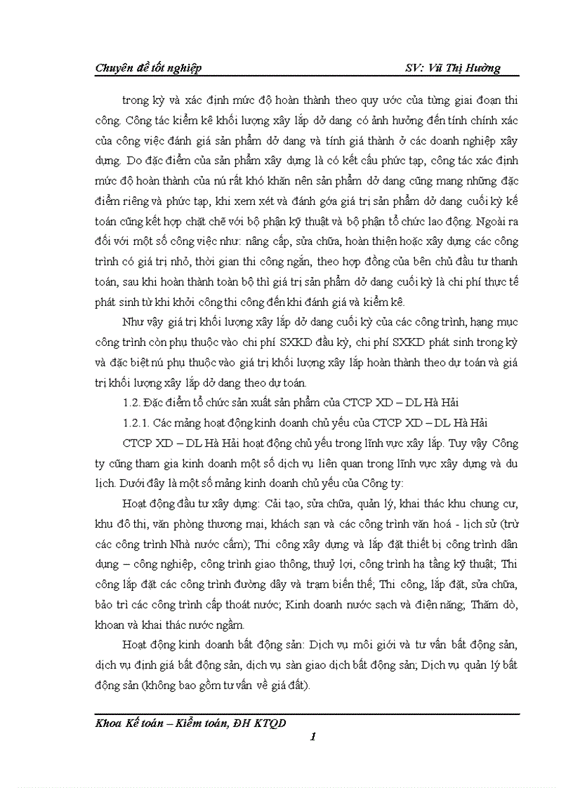 image for page Hoàn thiện công tác hạch toán chi phí sản xuất và tính giá thành sản phẩm tại Công ty Cổ phần Xây dựng Du lịch Hà Hải 1