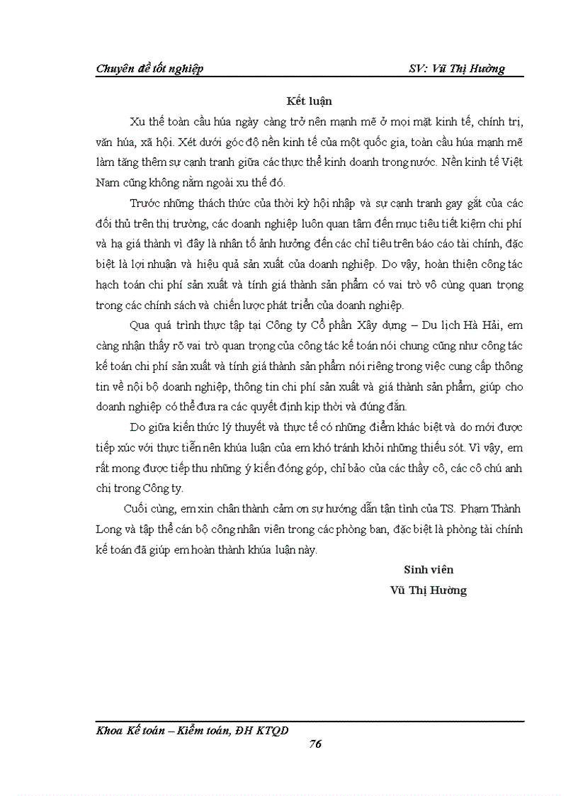 image for page Hoàn thiện công tác hạch toán chi phí sản xuất và tính giá thành sản phẩm tại Công ty Cổ phần Xây dựng Du lịch Hà Hải 1