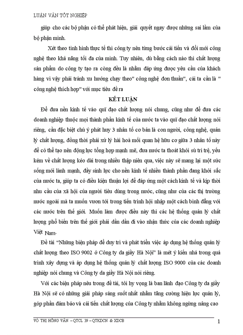 image for page Những biện pháp để duy trì và phát triển việc áp dụng hệ thống quản lý chất lượng theo ISO 9002 ở Công ty da giầy Hà Nội 1