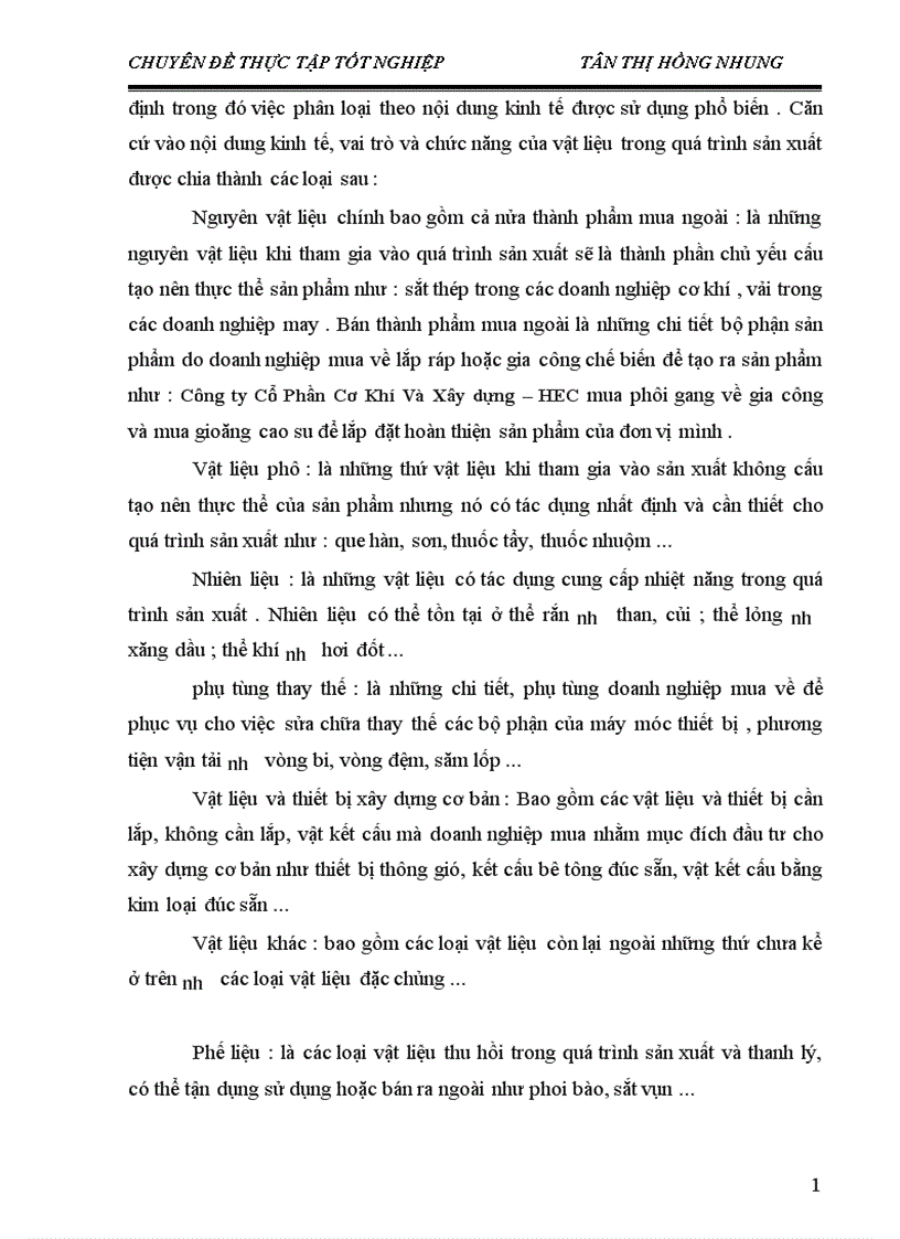 image for page Một số ý kiến nhằm hoàn thiện kế toán nguyên vật liệu tại Công Ty Cổ phần cơ khí và xây dựng hec