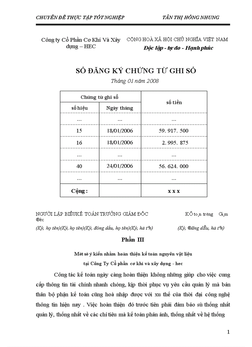 image for page Một số ý kiến nhằm hoàn thiện kế toán nguyên vật liệu tại Công Ty Cổ phần cơ khí và xây dựng hec