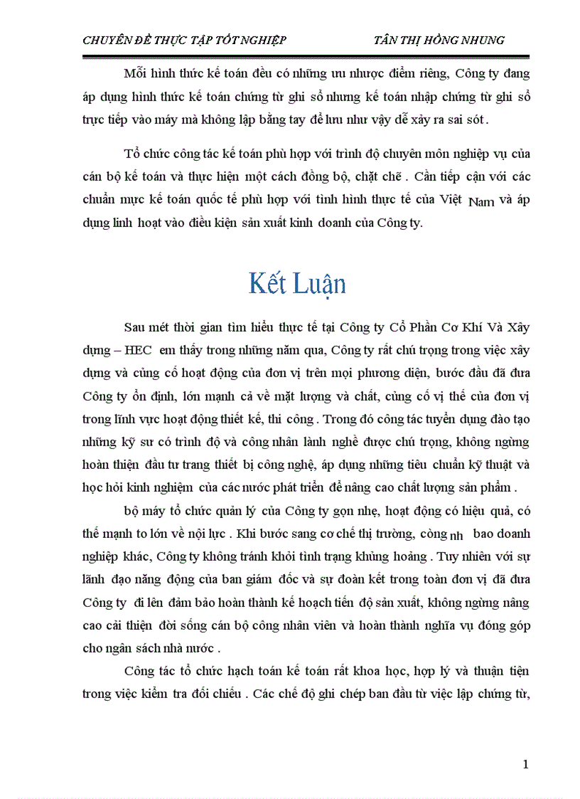 image for page Một số ý kiến nhằm hoàn thiện kế toán nguyên vật liệu tại Công Ty Cổ phần cơ khí và xây dựng hec