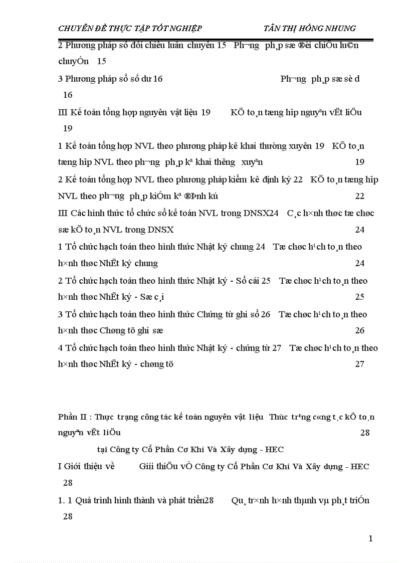 image for page Một số ý kiến nhằm hoàn thiện kế toán nguyên vật liệu tại Công Ty Cổ phần cơ khí và xây dựng hec