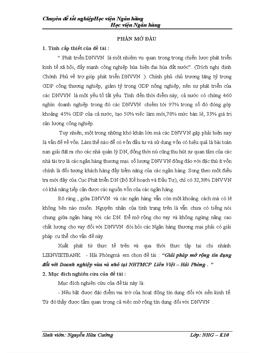 image for page Giải pháp mở rộng tín dụng đối với Doanh nghiệp vừa và nhỏ tại NHTMCP Liên Việt Hải Phòng