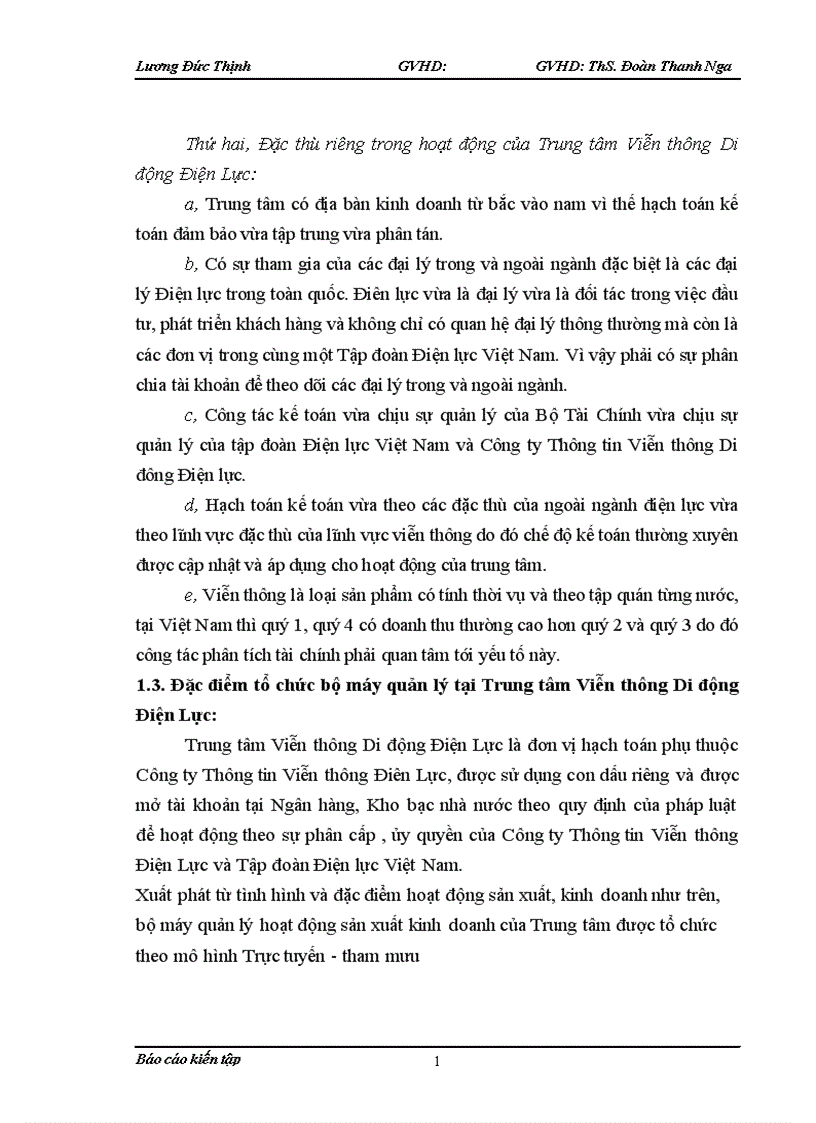 image for page Thực trạng tổ chức hạch toán kế toán tại Trung tâm Viễn thông Di động Điện lực