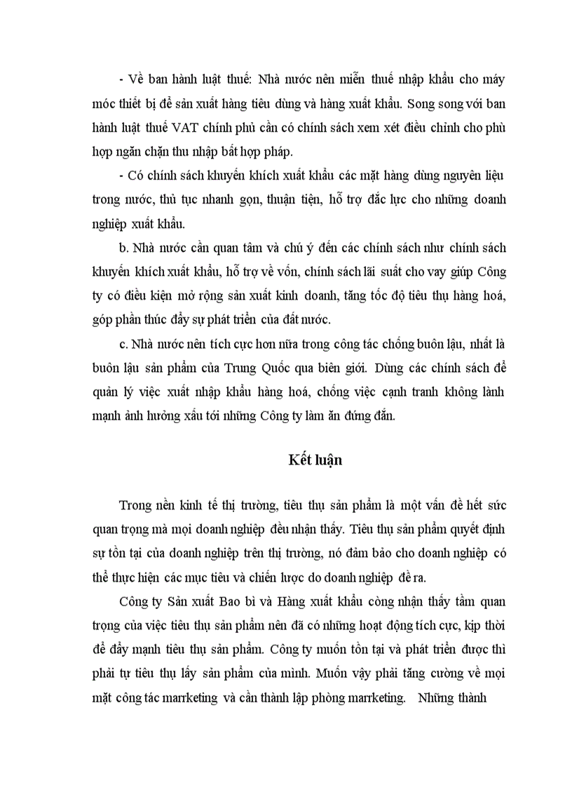 image for page Giải pháp Marketing nhằm góp phần hoàn thiện và thúc đẩy khả năng tiêu thụ sản phẩm ở Công ty Sản xuất Bao bì và Hàng xuất khẩu 1