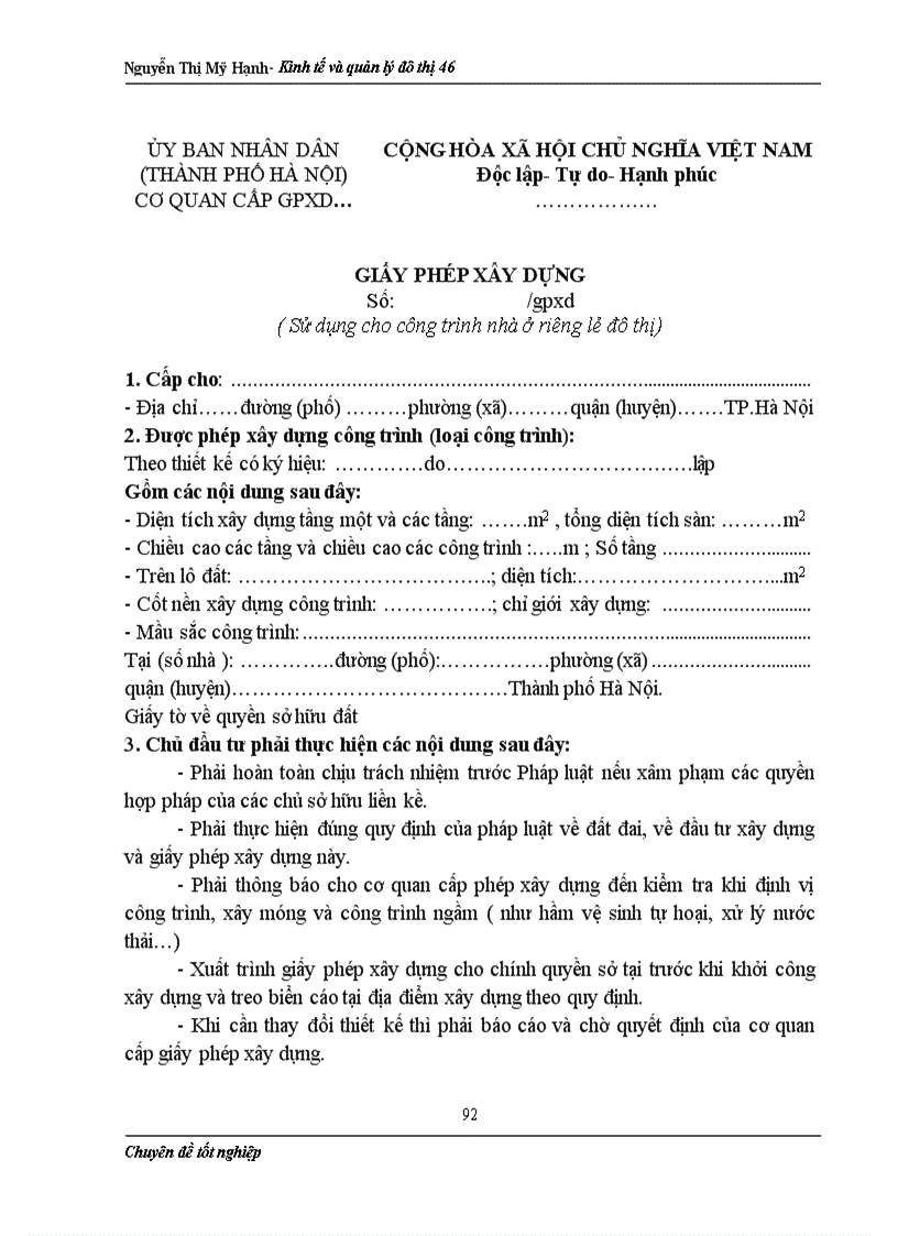 image for page Một số giải pháp nhằm nâng cao hiệu quả công tác quản lý trật tự xây dựng và cấp phép xây dựng trên địa bàn quận Đống Đa Nguyễn Thị Mỹ Hạnh Kinh tế và quản lý đô thị