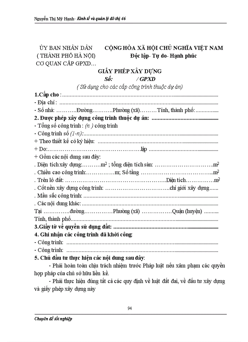 image for page Một số giải pháp nhằm nâng cao hiệu quả công tác quản lý trật tự xây dựng và cấp phép xây dựng trên địa bàn quận Đống Đa Nguyễn Thị Mỹ Hạnh Kinh tế và quản lý đô thị
