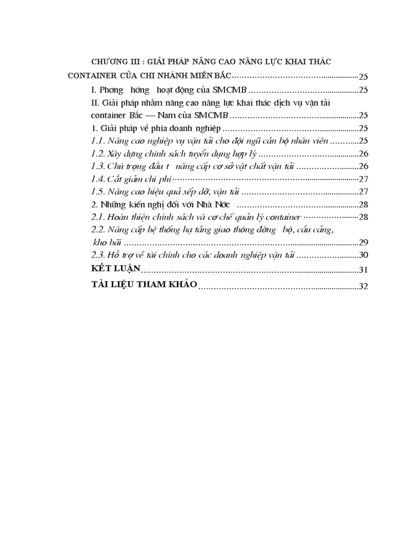 image for page Thực trạng khai thác container của chi nhánh Miền Bắc