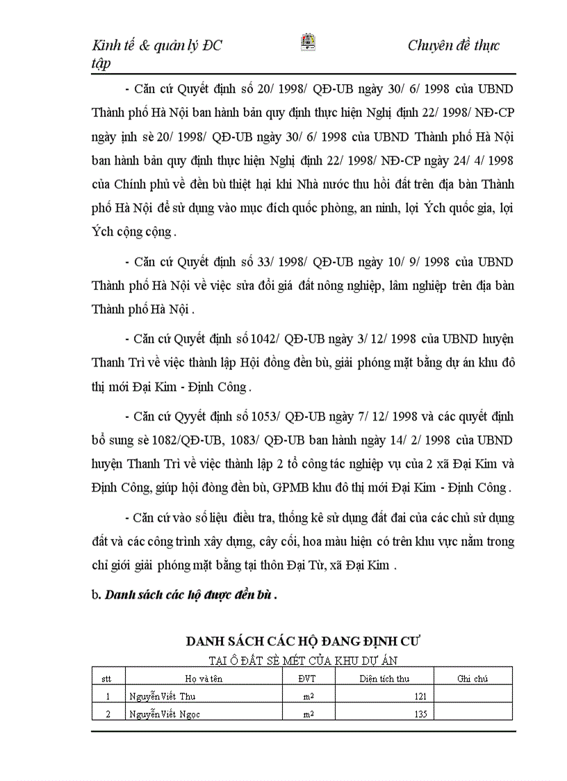 image for page Thực trạng và giải pháp định giá đất trong đền bù thiệt hại giải phóng mặt bằng vị dụ khu đô thị mới Đại Kim Định Công