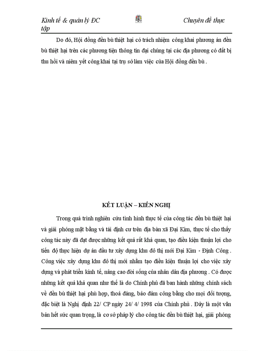 image for page Thực trạng và giải pháp định giá đất trong đền bù thiệt hại giải phóng mặt bằng vị dụ khu đô thị mới Đại Kim Định Công