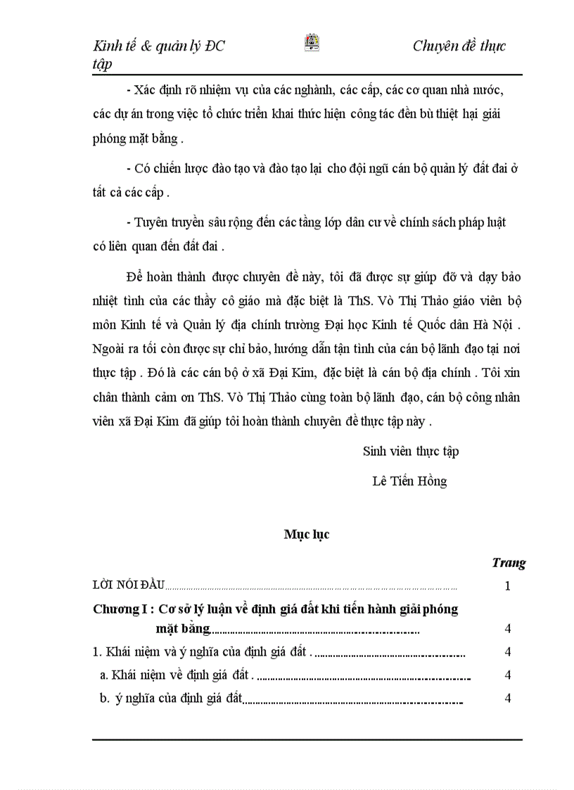 image for page Thực trạng và giải pháp định giá đất trong đền bù thiệt hại giải phóng mặt bằng vị dụ khu đô thị mới Đại Kim Định Công