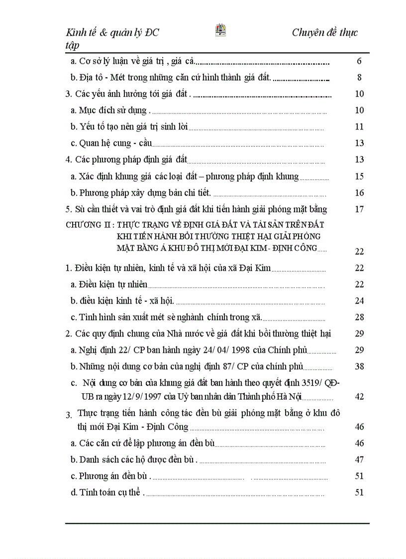 image for page Thực trạng và giải pháp định giá đất trong đền bù thiệt hại giải phóng mặt bằng vị dụ khu đô thị mới Đại Kim Định Công