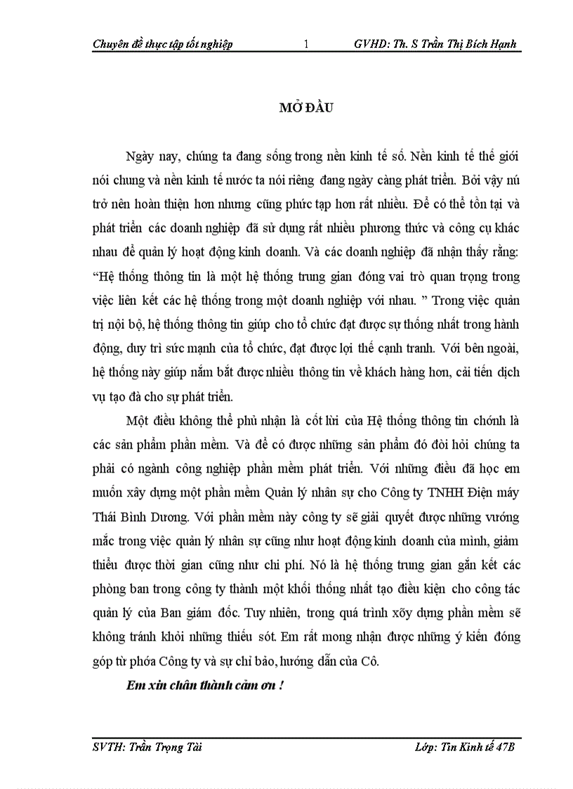 image for page Xây dựng phần mềm quản lý nhân sự tại Công ty TNHH Điện máy Thái Bình Dương