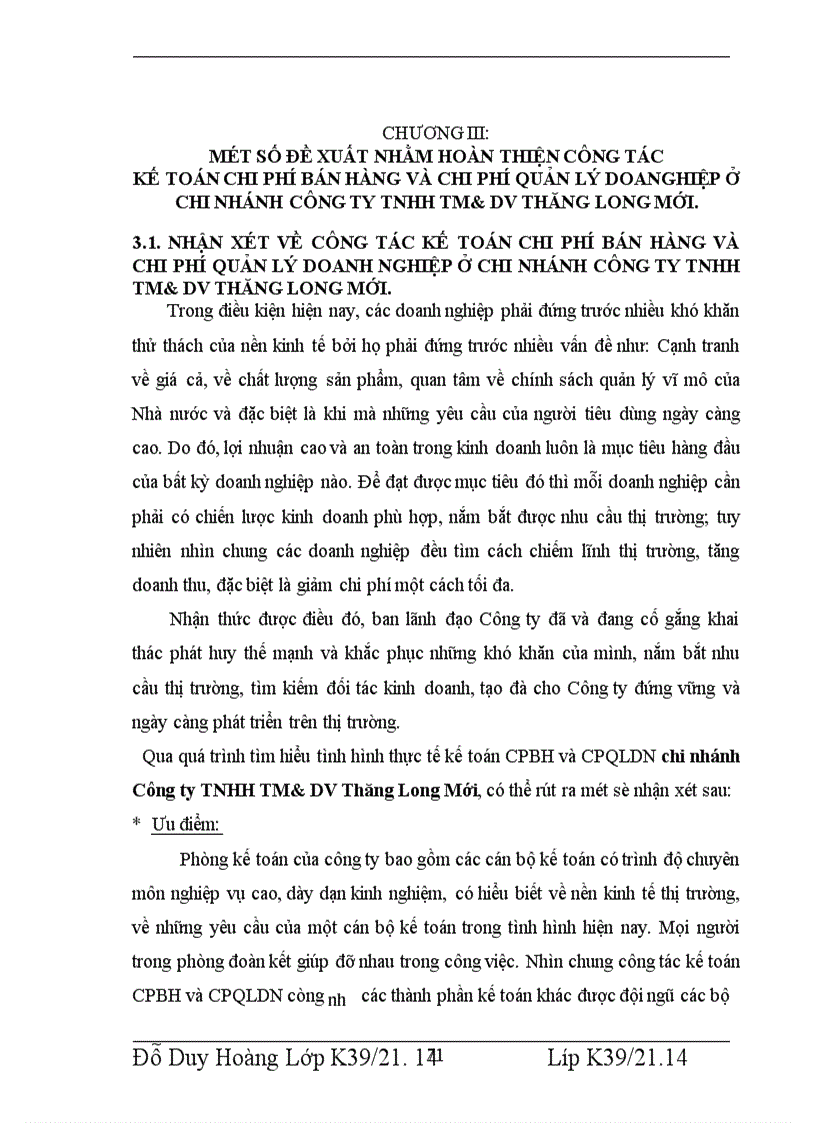 image for page Tổ chức công tác kế toán chi phí bán hàng và chi phí quản lý doanh nghiệp tại Chi nhánh Công ty TNHH TM DV Thăng Long Mới 1