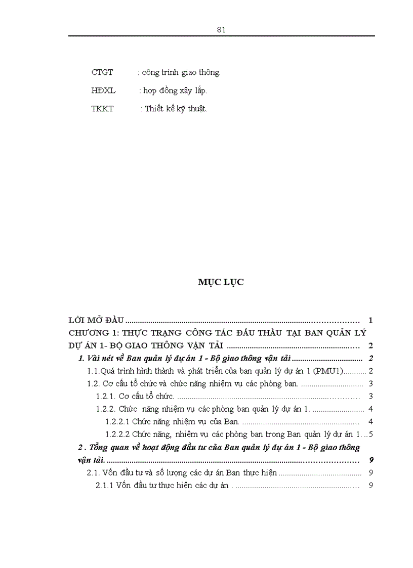 image for page Thực trạng và một số giải pháp nâng cao hiệu quả công tác đấu thầu tại Ban Quản lý dự án 1 Bộ giao thông vận tải 1