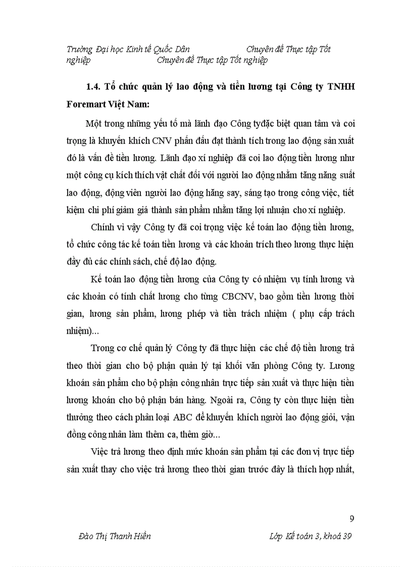 image for page Hoàn thiện kế toán tiền lương và các khoản trích theo lương tại Công ty Công ty TNHH Foremart Việt Nam