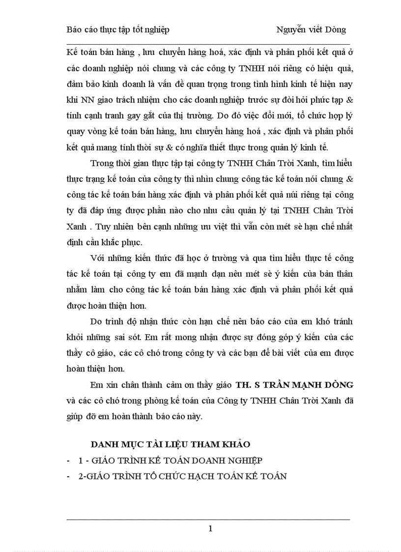 image for page Một số ý kiến đề xuất nhằm hoàn thiện công tác kế toán bán hàng và xác định kết quả tại công ty TNHH Chân Trời Xanh